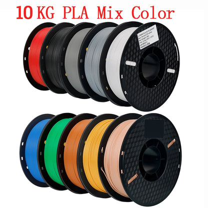 Filamen PLA 10KG PETG Filamen 3d 1.75mm Untuk Filamen Pencetak 3D 10gulung/set Warna dan bahan campuran FDM Printing Fast Ship