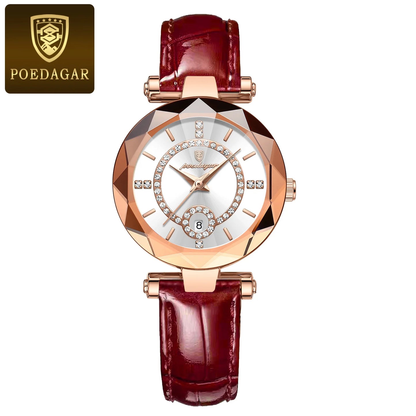 POEDAGAR Luxury Watch for Women High Quality Waterproof Date Leather Ladies Watches Dress Casual Quartz Women's Watch reloj +box