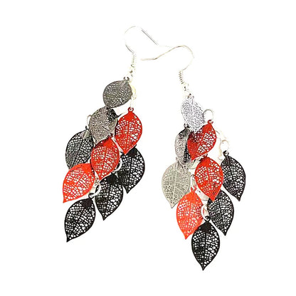 Vintage Hollow Leaves Drop Earrings for Women Bohemian Colorful Long Dangle Earrings 2024 Fashion Jewelry boucle oreille femme