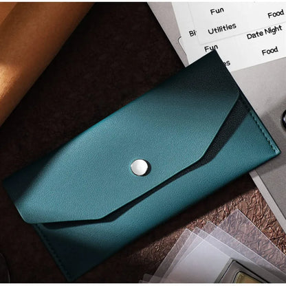 Envelope Wallet PU Leather Cash Envelope Wallet Classic Fashion Long Women's Wallet Ferrule Name Card Holder Gift