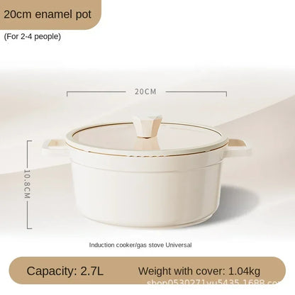 Enameled Cast Aluminum Dutch Oven With Lid 4.7L Nonstick Pan for Bread Baking Casserole Dish Enamel Coating For All Heat Source