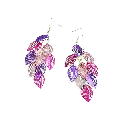 Vintage Hollow Leaves Drop Earrings for Women Bohemian Colorful Long Dangle Earrings 2024 Fashion Jewelry boucle oreille femme