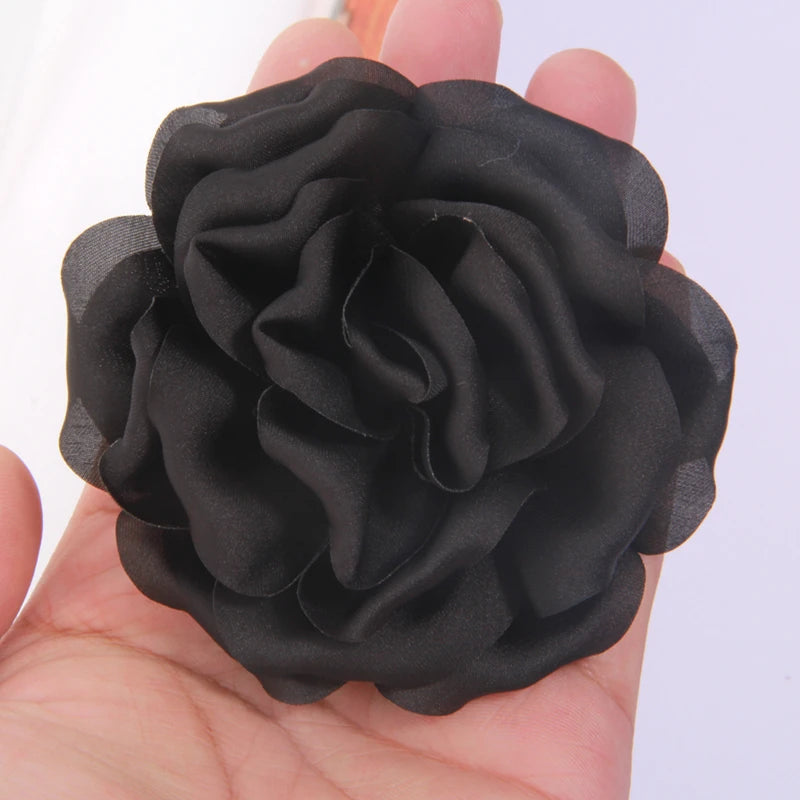 9cm Bunga Peony Satin Buatan Tangan Buatan Tangan untuk Klip Jepit Rambut Pakaian Hiasan Kepala Aksesori DIY DIY roset Fabrik Sutera organza 