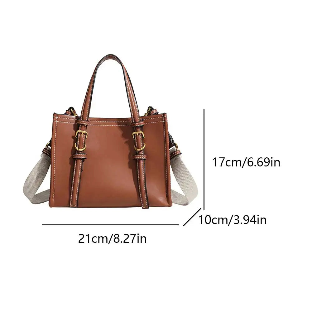 Tote Bag for Women Retro Top Handle Bag Solid Color PU Leather Fashion Crossbody Bag Large Capacity Shoulder Bag Simple Satchel