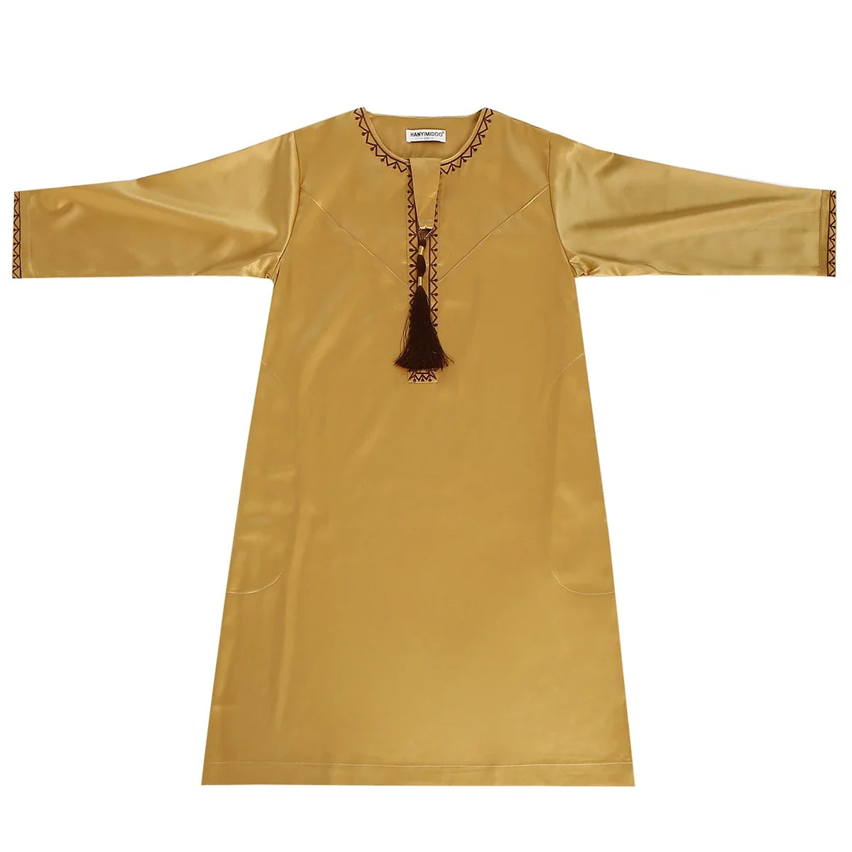 Arab Muslim Kids Boy Jubba Thobe Abaya Satin Long Dress Kaftan untuk Anak-anak Pakaian Islami Jubah Panjang Dress Dubai Arab Ramadan 