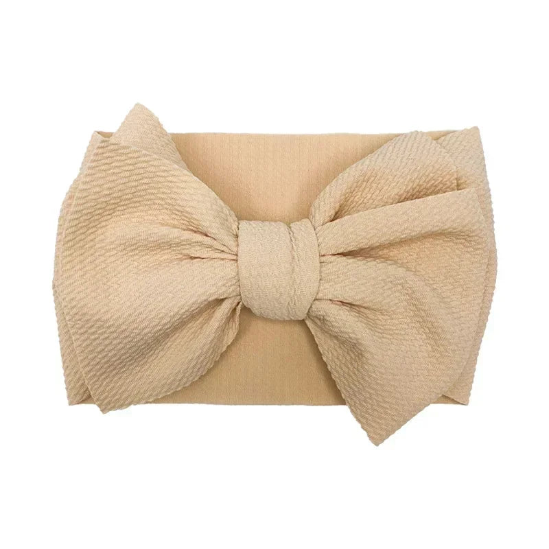 Fashion Handmade Bowknot Elastic Wide Hairband Toddler Solid Color Big Bows Headband Baby Girls Headwear Holiday Gifts