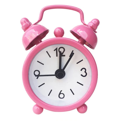 Jam Penggera Mini Mudah Alih Jam Nombor Bulat Retro Loceng Dua Jam Meja Meja Jam Kuarza Digital Tahan Lama Hiasan Rumah 
