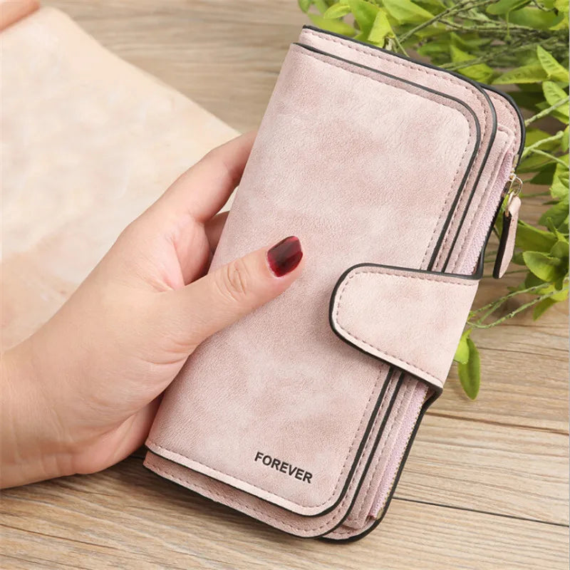 Women Scrub Leather Long Wallet High Quality Ladies Clutch Wallet Lady Purses Large Capacity Wallets Carteira Feminina 5 Choices