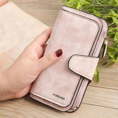 Women Scrub Leather Long Wallet High Quality Ladies Clutch Wallet Lady Purses Large Capacity Wallets Carteira Feminina 5 Choices