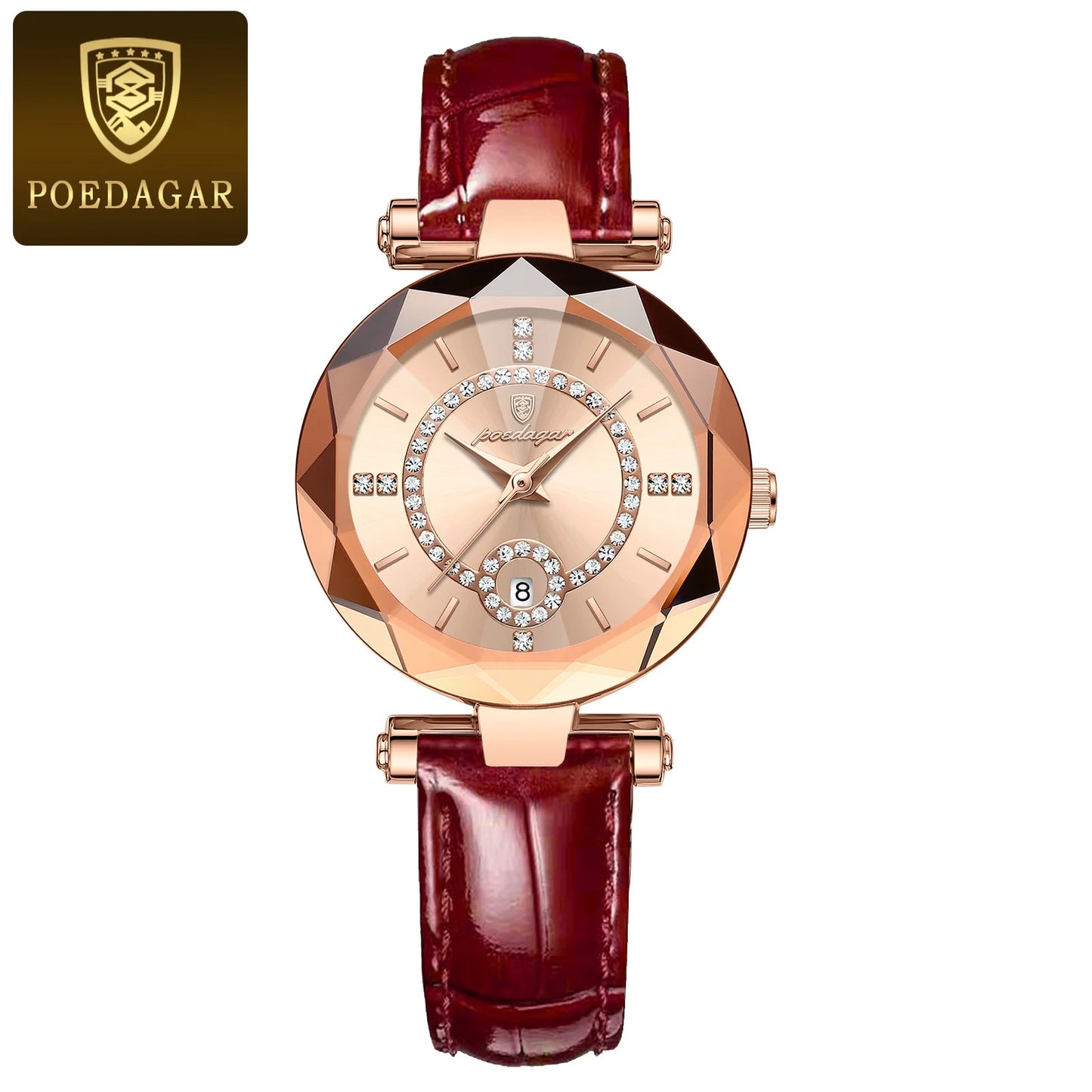 POEDAGAR Luxury Watch for Women High Quality Waterproof Date Leather Ladies Watches Dress Casual Quartz Women's Watch reloj +box