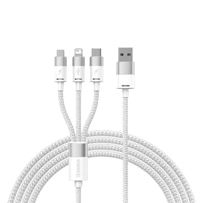 Baseus Kabel USB 3 dalam 1 USB Mikro Jenis C Pengecas Cepat Kabel Data USB Mikro Jenis C untuk IP 14 13 Samsung Xiaomi Huawei 