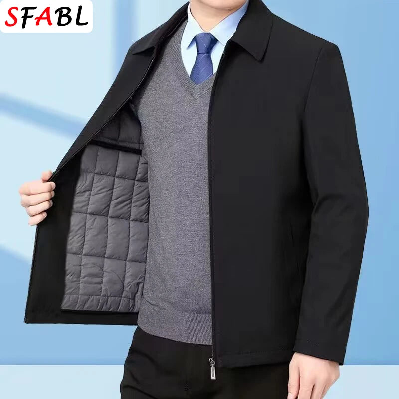 Thick Warm Fleece Lining Jacket Men Winter Solid Color Jackets for Men Casual Outerwear Coat Autumn Luxury Business Jacket Men