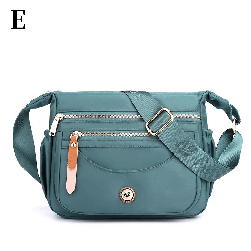 Women Nylon Shoulder Bag Multi-Pockets Crossbody Bag Fashion Handbag Adjustable Strap Ladies Waterproof Messenger Bag Satchels