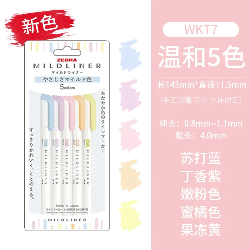 5/10pcs Zebra Highlighter Pen Markers Double Ended Twin Tip Highlighter Set For School Office Drawing Writing Japanese Stationer