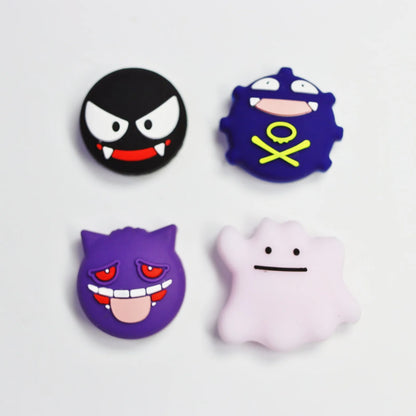 4PCS Pokemon Gengar Silicone Anime Soft Thumb Stick Grip Cap for Nintendo Switch Oled NS Joy-con Thumb Stick Grip Cap Cover Gift