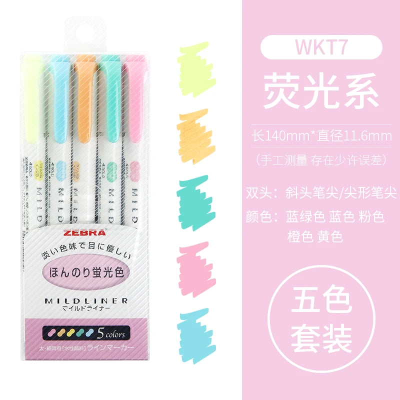 5/10pcs Zebra Highlighter Pen Markers Double Ended Twin Tip Highlighter Set For School Office Drawing Writing Japanese Stationer