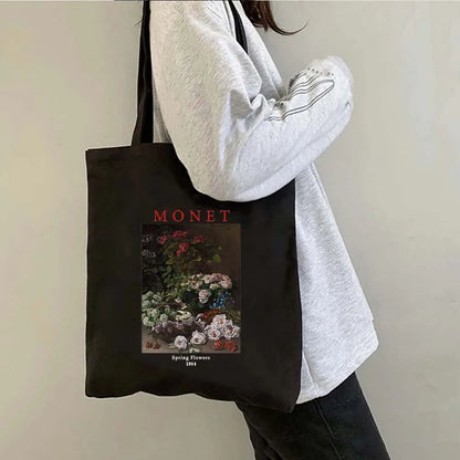 Claude Monet Water Lilies Landscape Watercolor Paintings Shopper Canvas Tote Bag Harajuku Women Shoulder Bag Girl Cotton Handbag