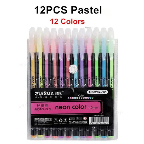 12Pcs/Set Ballpoint Pen Set Glitter Gel Pens For School Office Adult Coloring Book Journals Drawing Doodling Art Markers Gel Pen