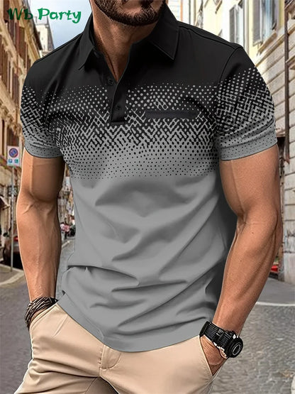 Simple Polka Dot Pattern Print Fashion Men's Shirts T shirt Men Casual Mens Polo Shirts Simple Print Men's Short Sleeve Shirts