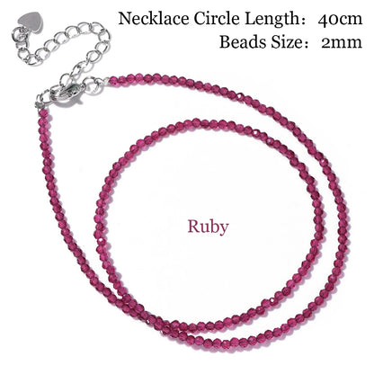 Fesyen Faceted 2mm Manik Kalung Mini Batu Asli Amethysts Kuarza Agat Choker Pesta Minimalis untuk Lelaki Wanita Hadiah Barang Kemas 