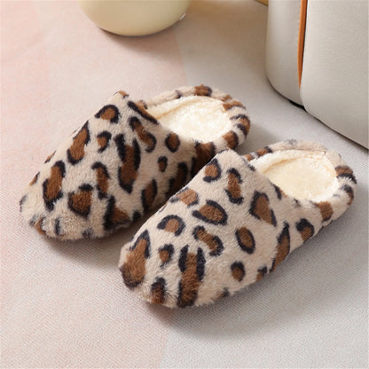 Soft Home Leopard Slippers Women Slippers Winter Indoor Light Comfort Floor Shoes Couple Silence Slides Bedroom House Slippers