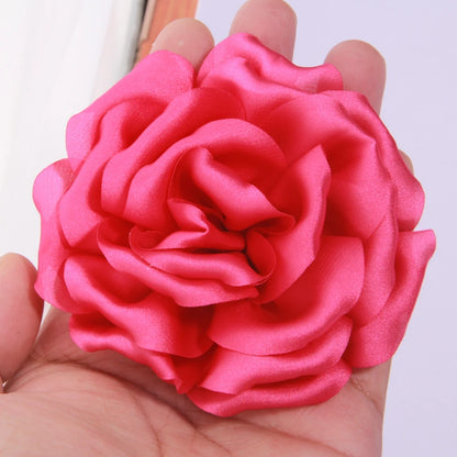 9cm Bunga Peony Satin Buatan Tangan Buatan Tangan untuk Klip Jepit Rambut Pakaian Hiasan Kepala Aksesori DIY DIY roset Fabrik Sutera organza 