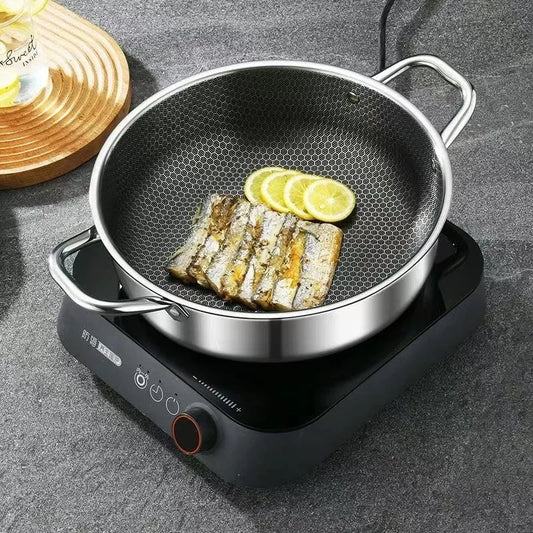 410 Stainless Steel Soup Pot Honeycomb Non-stick Pot with lid Household Hot Pot Induction Cooker Gas Stove Universal Soup Pot