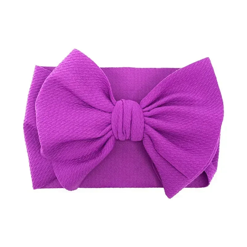 Fashion Handmade Bowknot Elastic Wide Hairband Toddler Solid Color Big Bows Headband Baby Girls Headwear Holiday Gifts