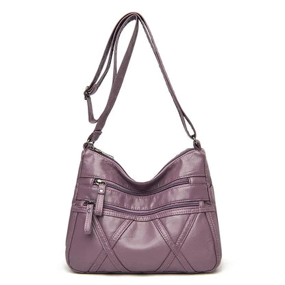 High Quality Women's Soft Leather Shoulder Bags Multi-Layer Vintage Crossbody Bag Luxury Designer Female Handbag and Purse