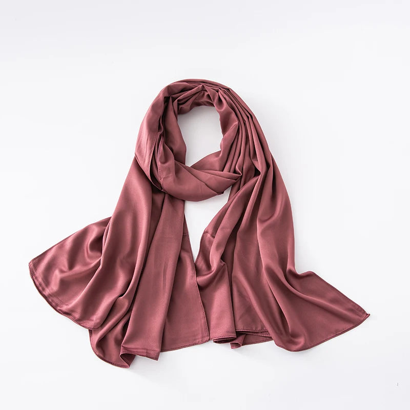 Cheap Plain Long Satin Polyester Scarves Matte Feeling Solid Women Scarf Soft Malaysia Women Shawl Big discount Muslim Hijab