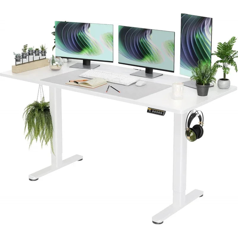 Electric Standing Desk, Adjustable Height Stand up Desk, 63x24 Inches Sit Stand Home Office Desk with Splice Board