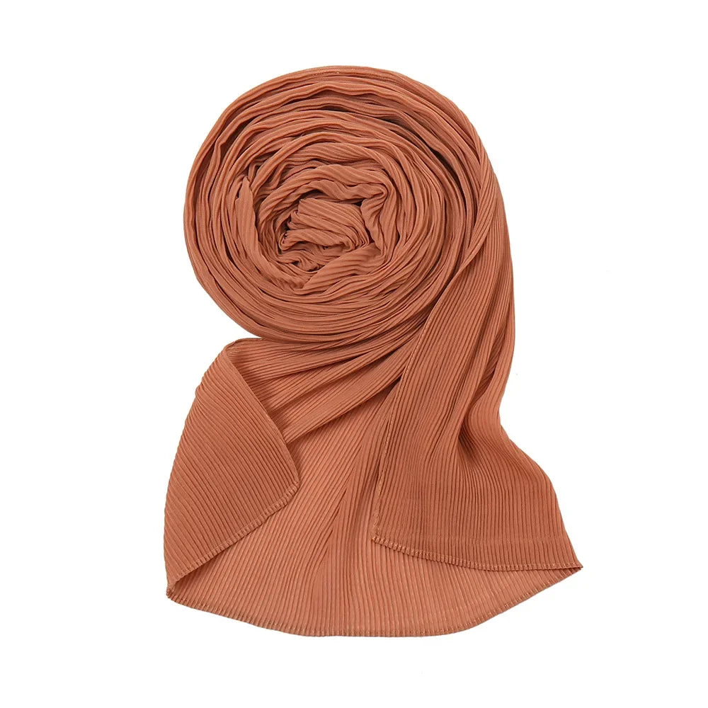 Big Size Pleated Chiffon Hijab Scarf for Muslim Women Turban Pashmina Shawls and Scarves Women Bandana Headband Hijabs Headscarf