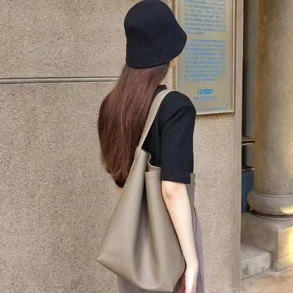 Beg Tote Bahu Bahu Berkapasiti Besar Fesyen Ringkas Beg Penyimpanan Luar Beg Beli-belah Bekalan Perabot 