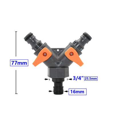 1/2 3/4 Benang 2 hala Paip Hos Pemisah Air Paip Taman Y Pemisah Penyiraman Kelengkapan Sambungan Suis Boleh Laras 