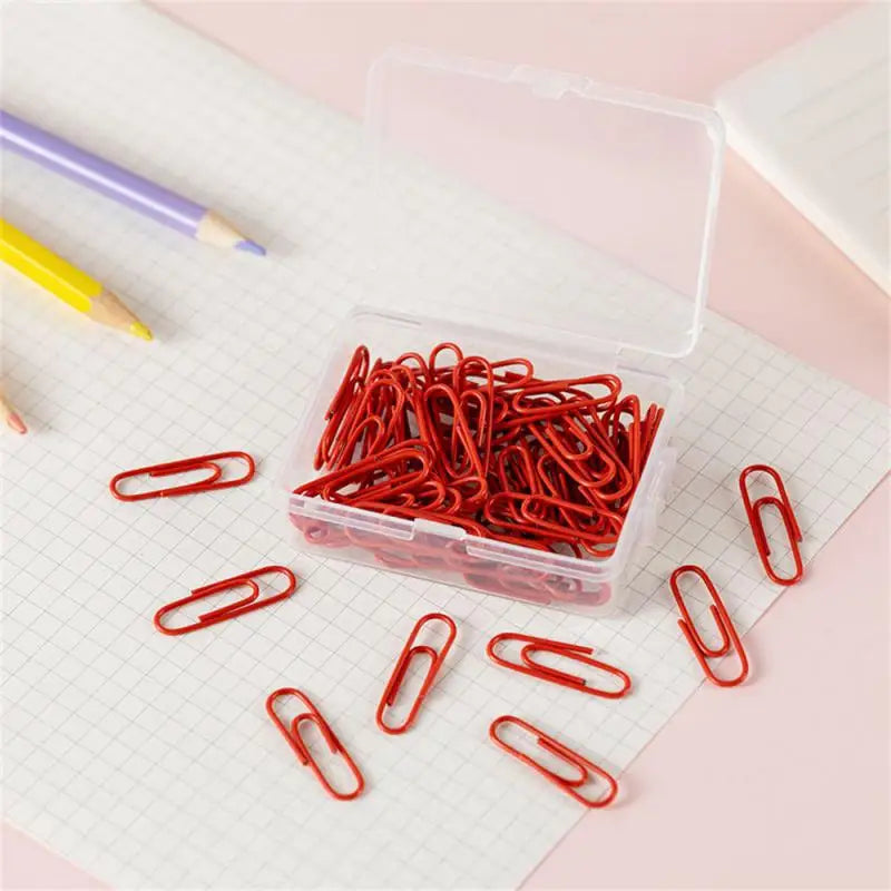 Box Colored Paper Clip Metal Clips Memo Clip Bookmarks Stationery Office Accessories School Supplies Length 18mm/50mm