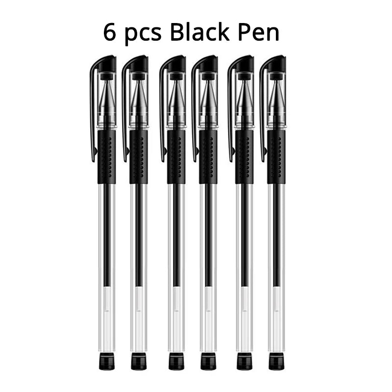 Set Pen Gel Hitam Biru Ballpoint 0.5 mm Isi Semula Cute Sekolah &amp; bekalan pen menulis pejabat Alat Tulis Korea Kawaii