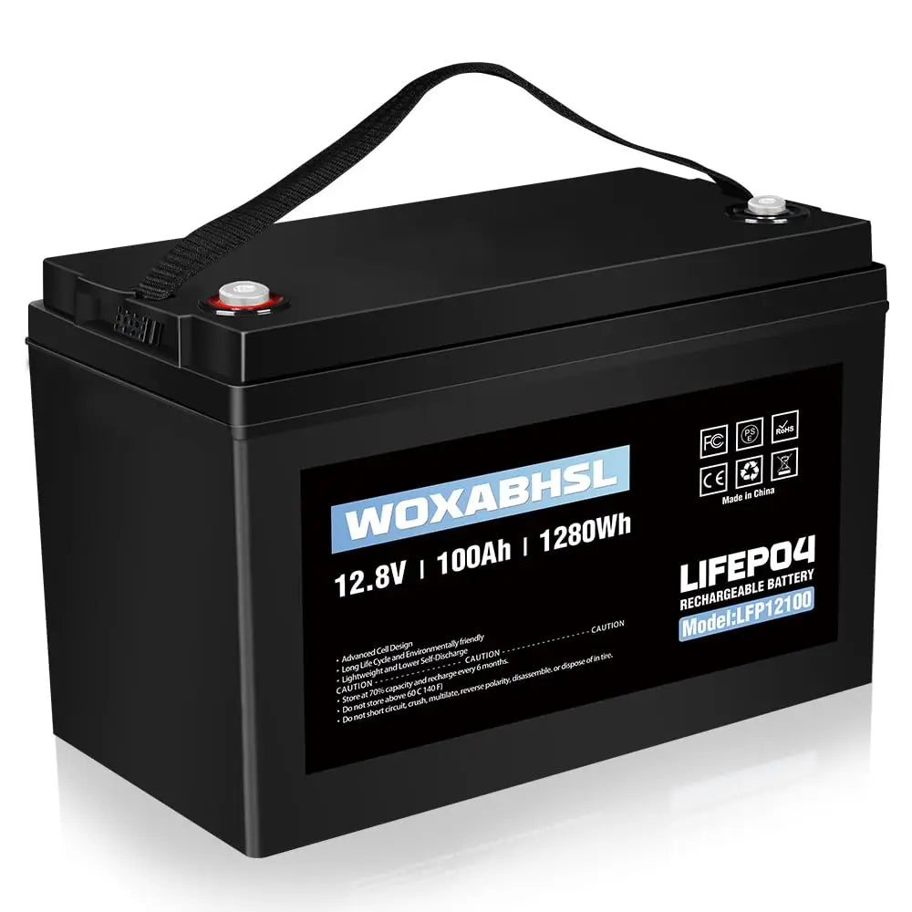 12V 100Ah Lithium LiFePO4 Bateri Kitaran Dalam, 4000+ Kitaran Bateri Boleh Dicas Semula Litium Besi Fosfat untuk Suria, RV, Marin