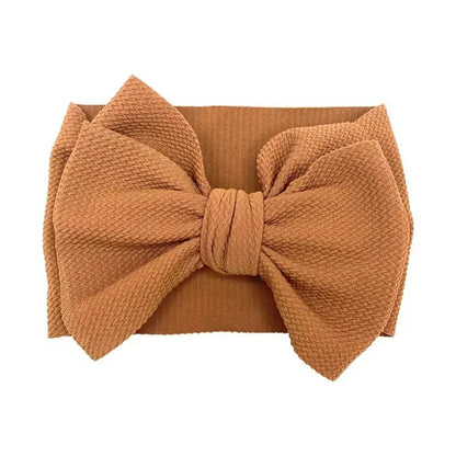 Fashion Handmade Bowknot Elastic Wide Hairband Toddler Solid Color Big Bows Headband Baby Girls Headwear Holiday Gifts