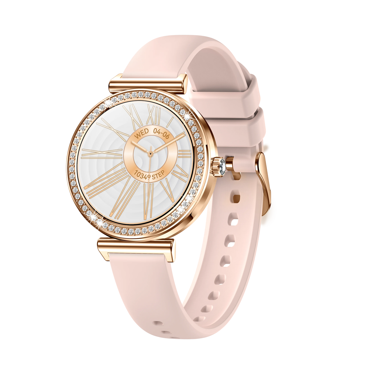 LEMDIOE Rose Gold Ladies Smart Watch Bluetooth Call 120+ Sports Mode Fitness Ladies Smart Watch DIY Watch Face IP68