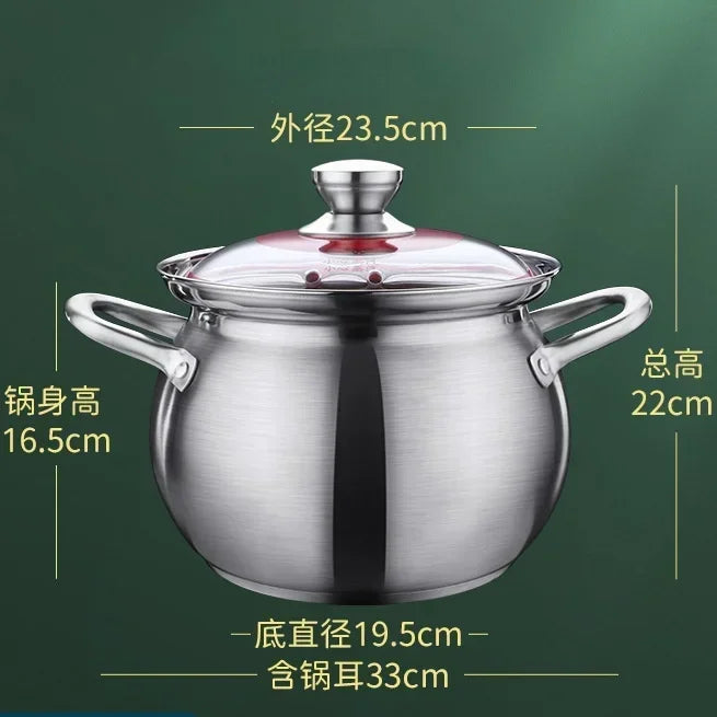 stainless steel Soup big cooking pot Thickened soup pot New design General use of gas in induction cooker for porridge pot