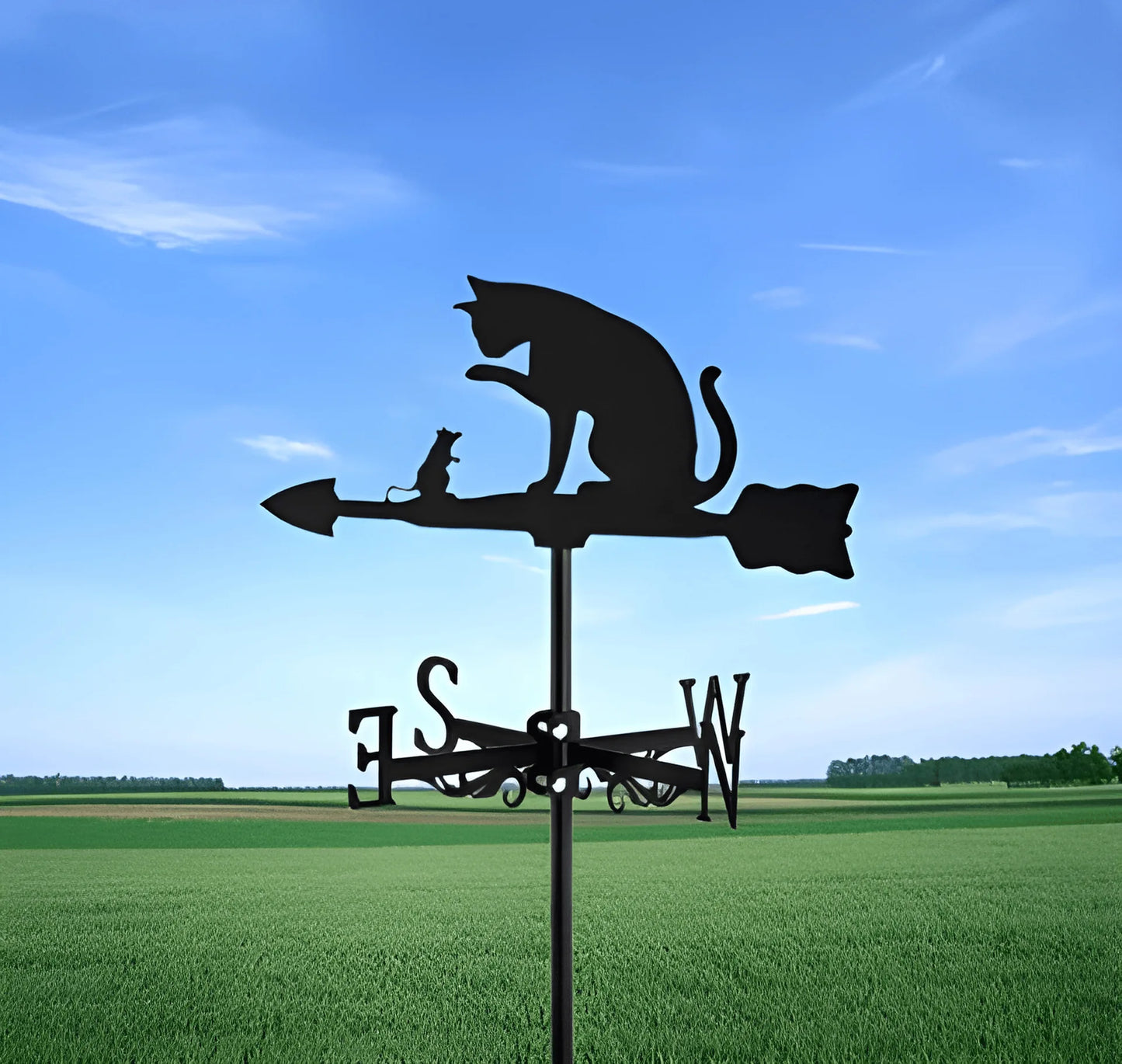 Garden Decorations Outdoor Wind Vane Greenhouse Garden Supplies Witch Dog Sailboat Eagle Rooster Weather Vane Shed Roof Iron Art