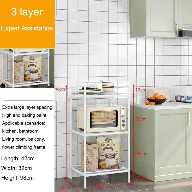 Floor-Standing Microwave Storage Rack Household Microwave Stove Shelf Bathroom Pantry Closet Kitchen Storage Multi-Layer Shelf