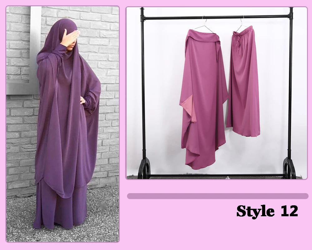 Women Hooded Muslim Hijab Dress Eid Prayer Garment Jilbab Abaya Long Khimar Full Cover Ramadan Gown Abayas Islamic Clothing