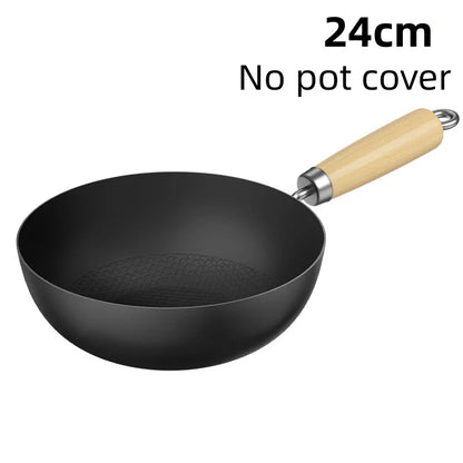 Small Wok Household Cast Iron Wok Non-stick Wok Steak Auxiliary Food Pan Gas Stove Induction Cooker Food Frying Kitchen