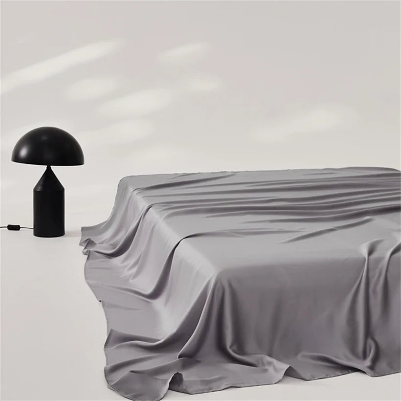 1Pc 100% Mulberry Silk Bed Flat Sheet for Double Bed Solid Color Top Sheets Single/Queen/King Flat Bedsheets Home Soft Bed Linen