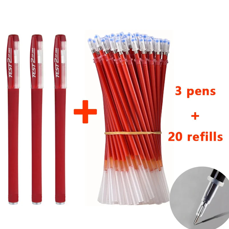 0.5mm Gel Pens Set Black Blue Red Refills Ballpoint Pens Bullet Tip School & Office Supplies Stationery Kawaii Accessories