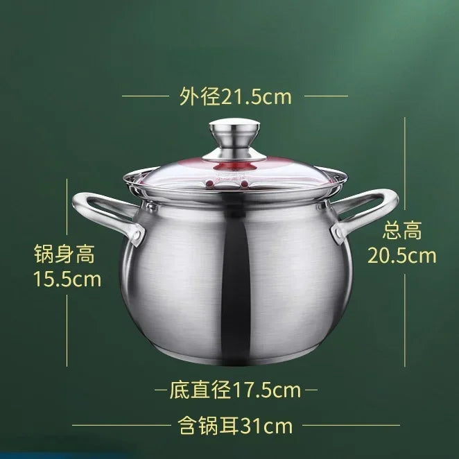 stainless steel Soup big cooking pot Thickened soup pot New design General use of gas in induction cooker for porridge pot