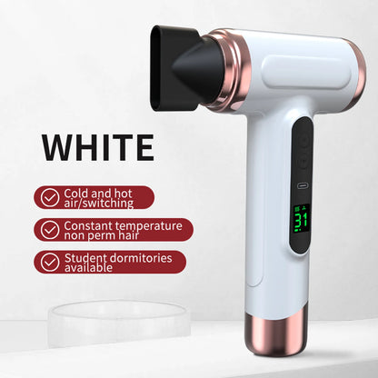 Wireless Hair Dryer Portable High Speed HairDryer Digital Display USB Rechargeable Hairdryer Quick Drying For Home Salons Travel