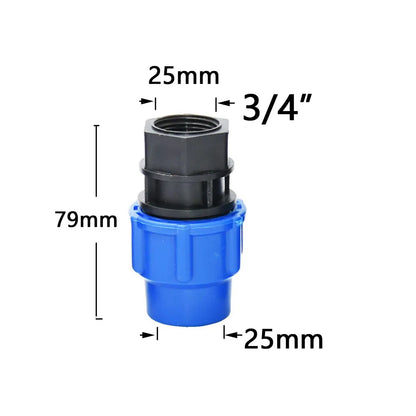 20/25/32/40/50mm PVC PE Tube Tap Water Splitter Siku Tee Penyambung Injap Bebola Plastik Kelengkapan Paip Air Pertanian Taman 