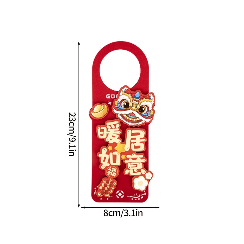 1/2pcs Chinese New Year Decorations 2025 Chinese Housewarming New Home Door Decor Lunar New Year Doorknob Hanging Pendant